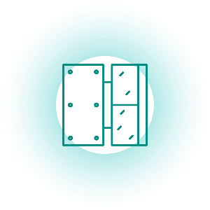 Icono de dos planchas verticales unidad simbolizando el pladur.